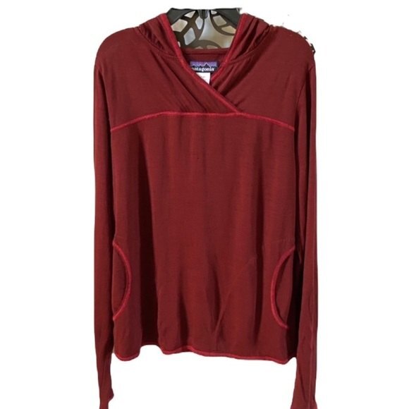 Patagonia Wool Layering Pullover Hoodie in Maroon S - Picture 1 of 11